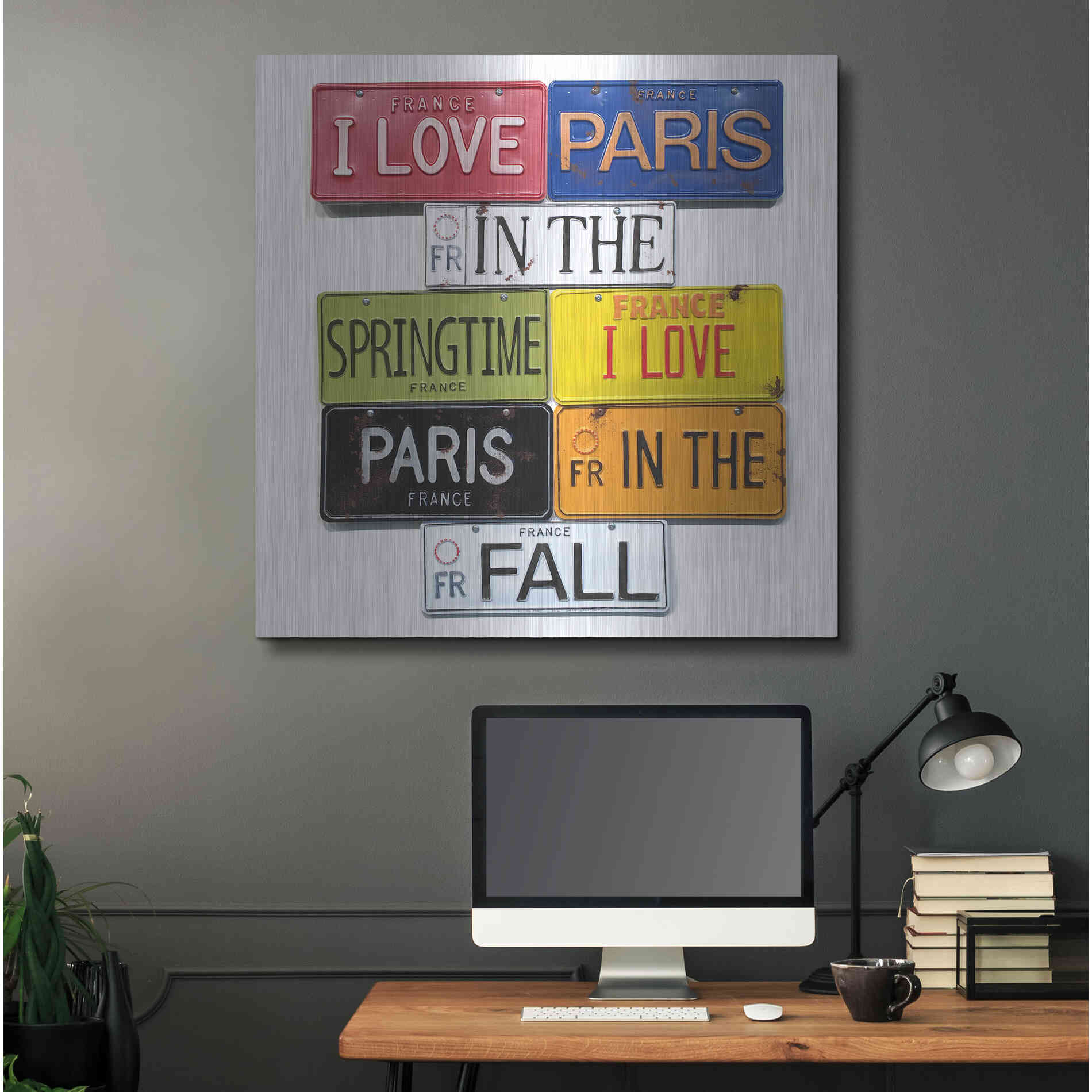 Luxe Metal Art 'I Love Paris' by Gregory Constantine, Metal Wall Art,36x36