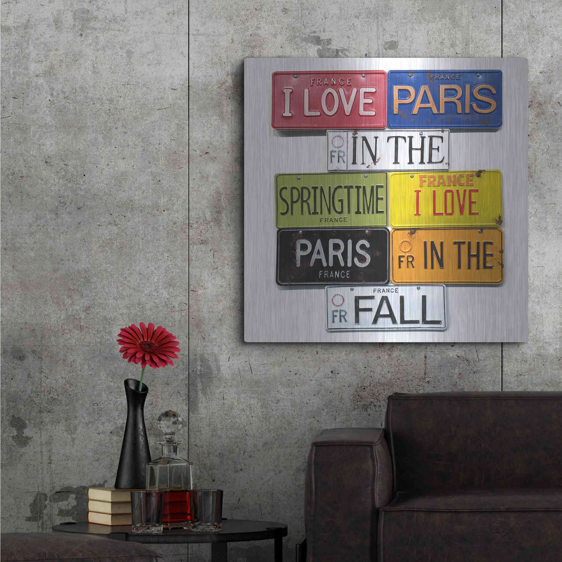 Luxe Metal Art 'I Love Paris' by Gregory Constantine, Metal Wall Art,36x36