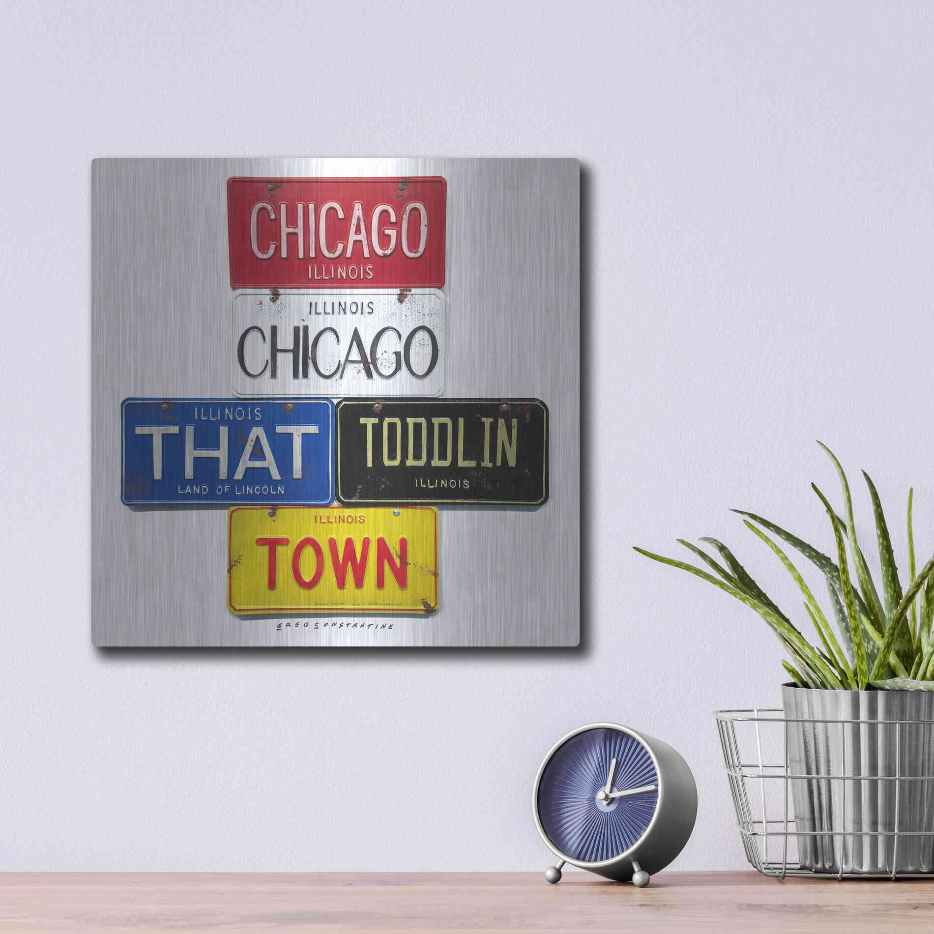 Luxe Metal Art 'Chicago' by Gregory Constantine, Metal Wall Art,12x12