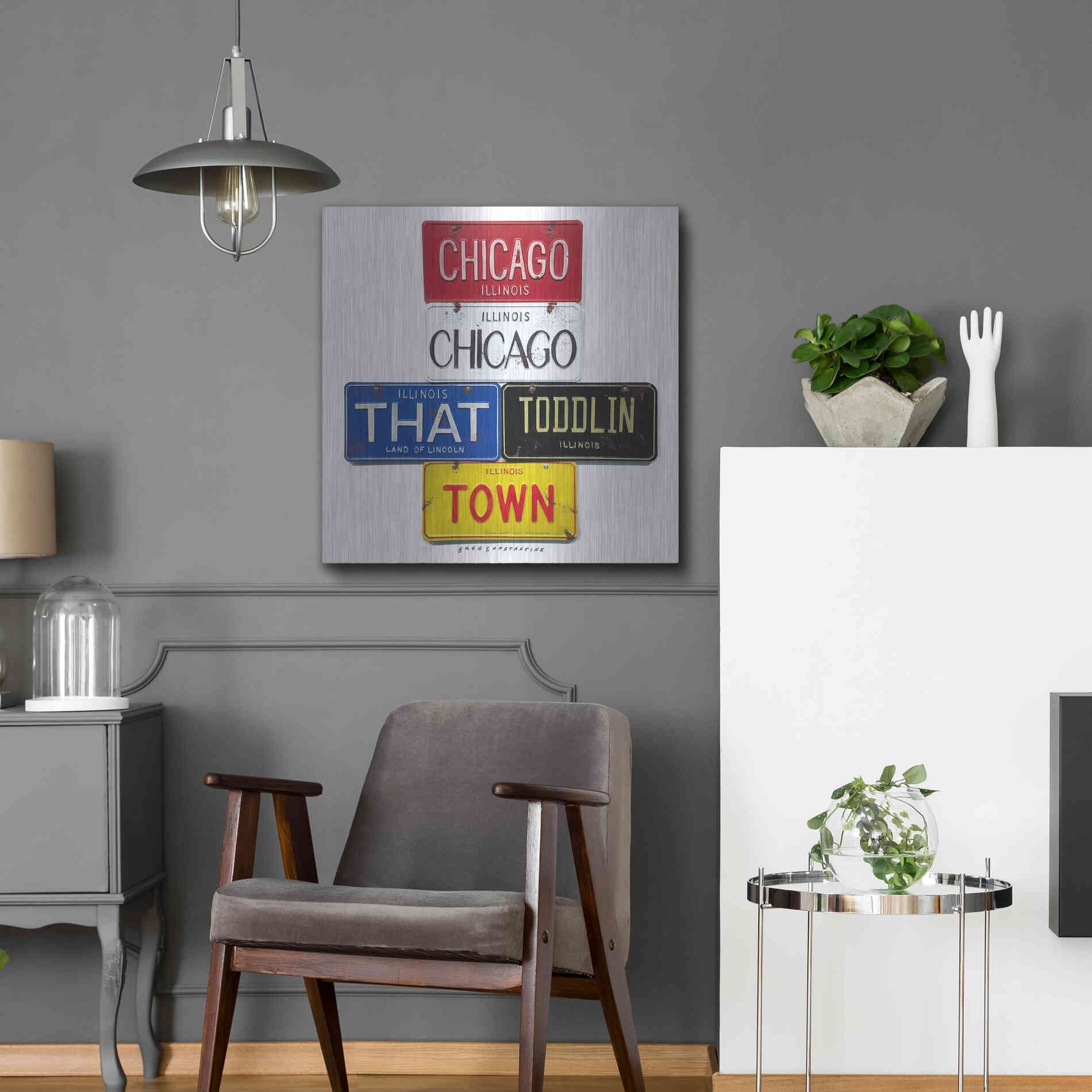 Luxe Metal Art 'Chicago' by Gregory Constantine, Metal Wall Art,24x24