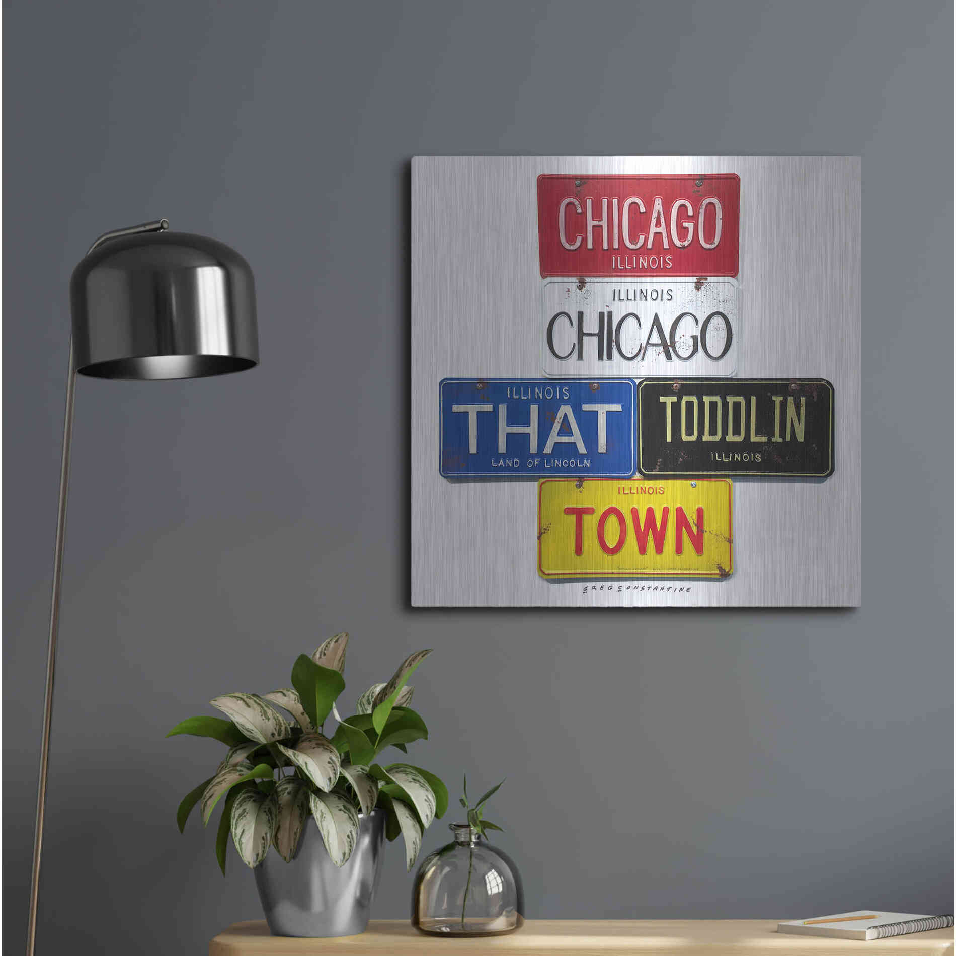 Luxe Metal Art 'Chicago' by Gregory Constantine, Metal Wall Art,24x24