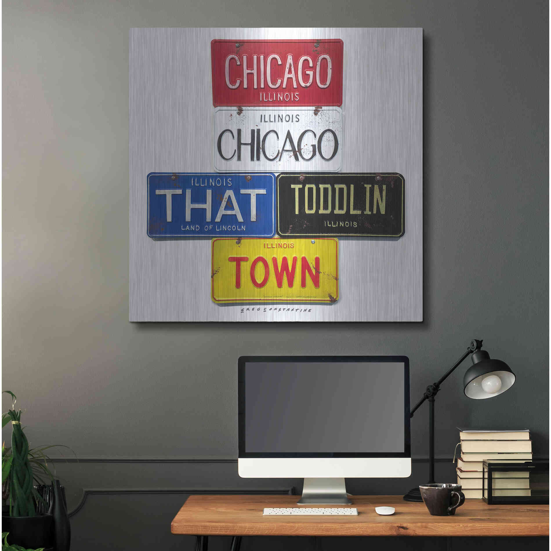 Luxe Metal Art 'Chicago' by Gregory Constantine, Metal Wall Art,36x36