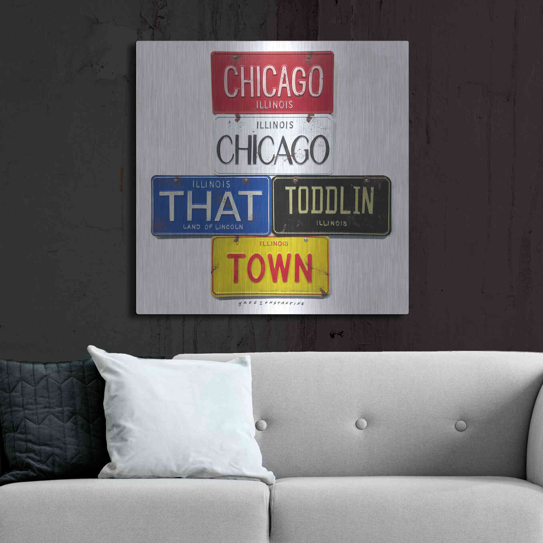 Luxe Metal Art 'Chicago' by Gregory Constantine, Metal Wall Art,36x36