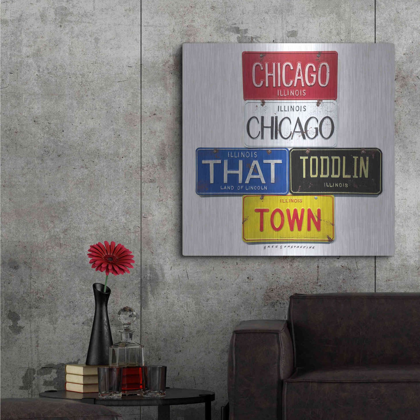 Luxe Metal Art 'Chicago' by Gregory Constantine, Metal Wall Art,36x36