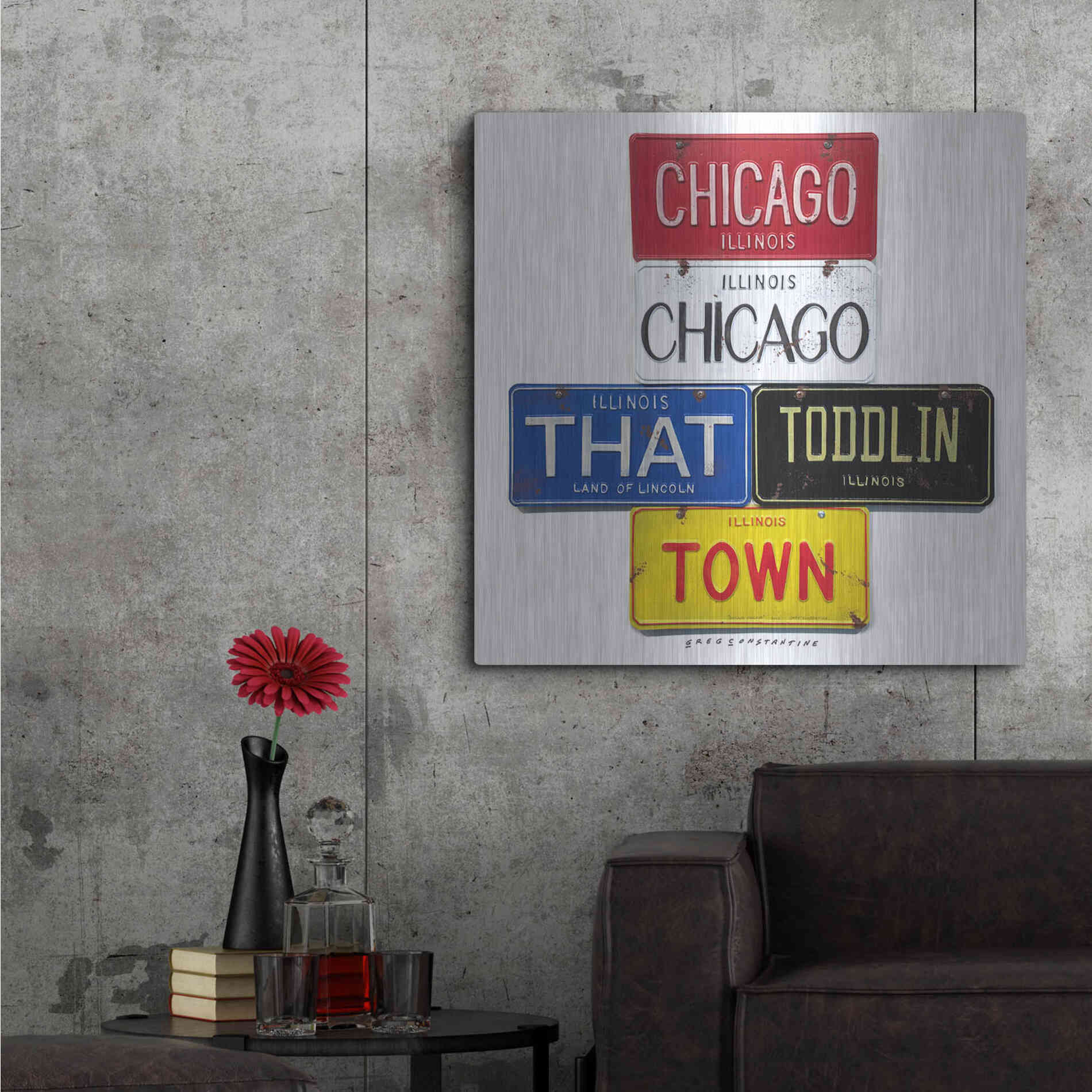 Luxe Metal Art 'Chicago' by Gregory Constantine, Metal Wall Art,36x36