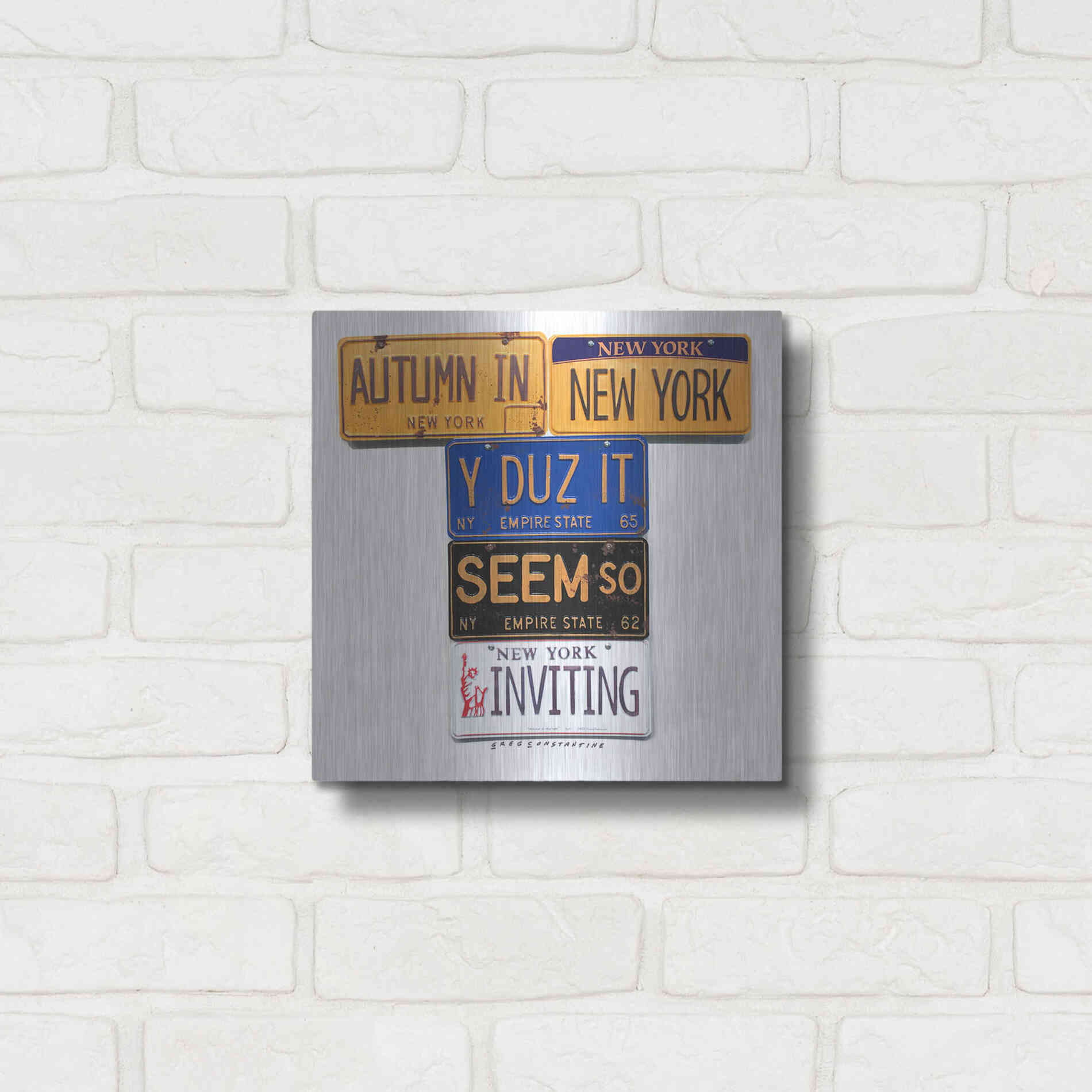 Luxe Metal Art 'Autumn In NY' by Gregory Constantine, Metal Wall Art,12x12