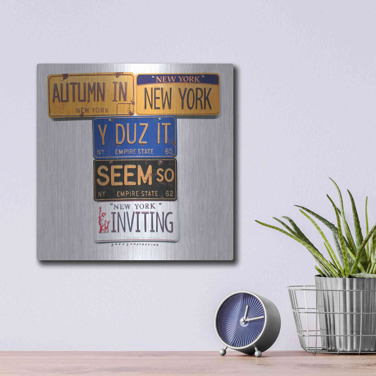 Luxe Metal Art 'Autumn In NY' by Gregory Constantine, Metal Wall Art,12x12