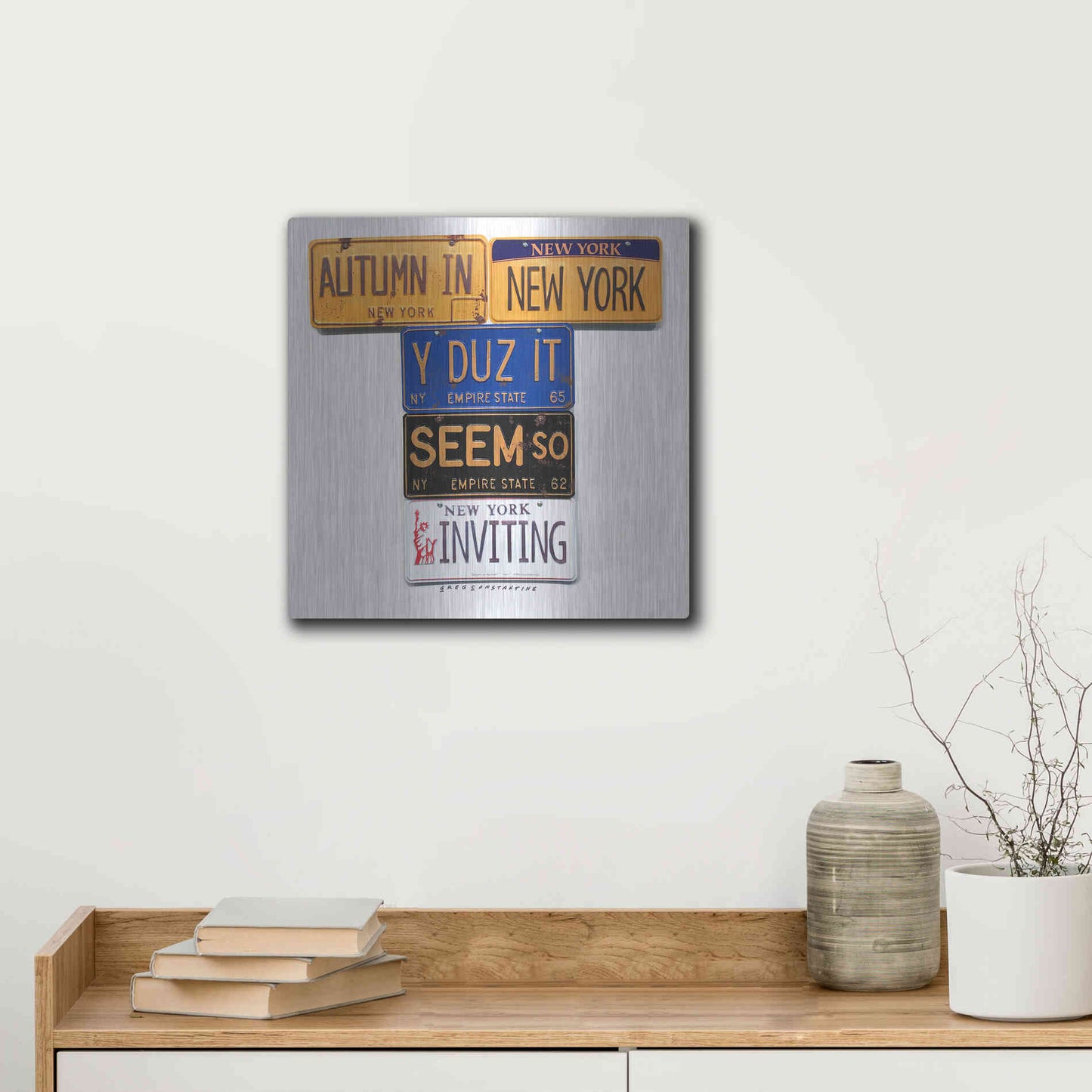 Luxe Metal Art 'Autumn In NY' by Gregory Constantine, Metal Wall Art,12x12