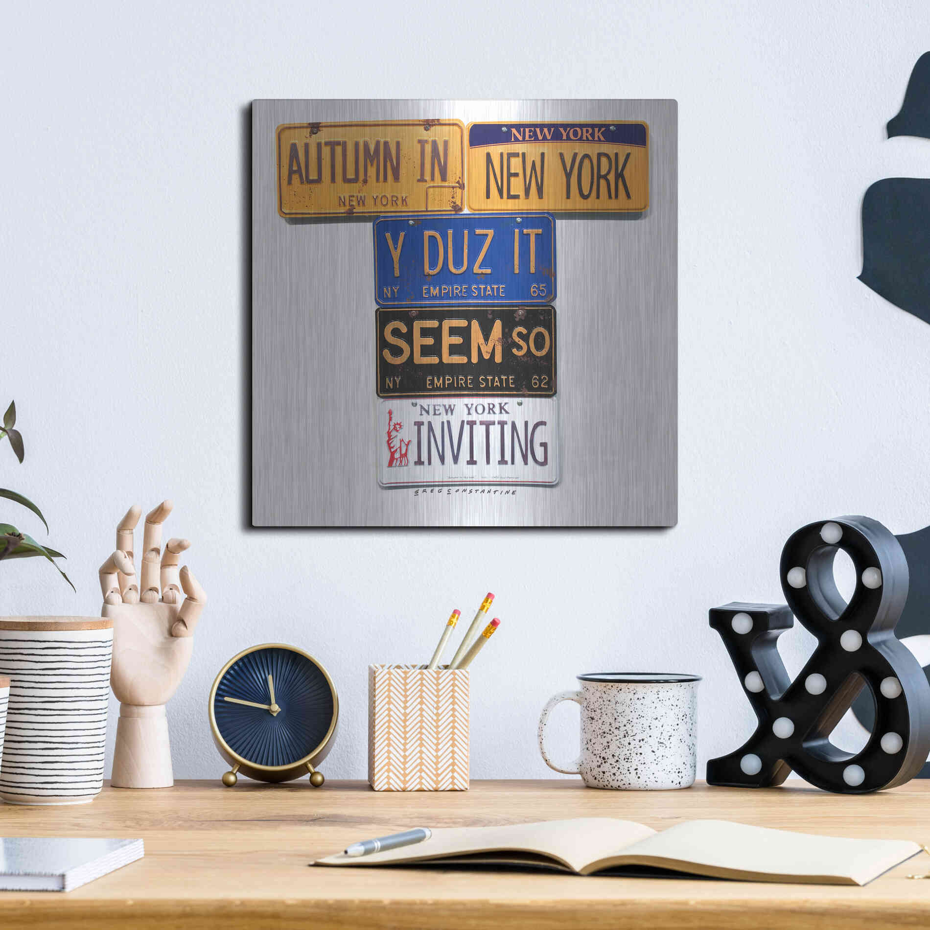 Luxe Metal Art 'Autumn In NY' by Gregory Constantine, Metal Wall Art,12x12