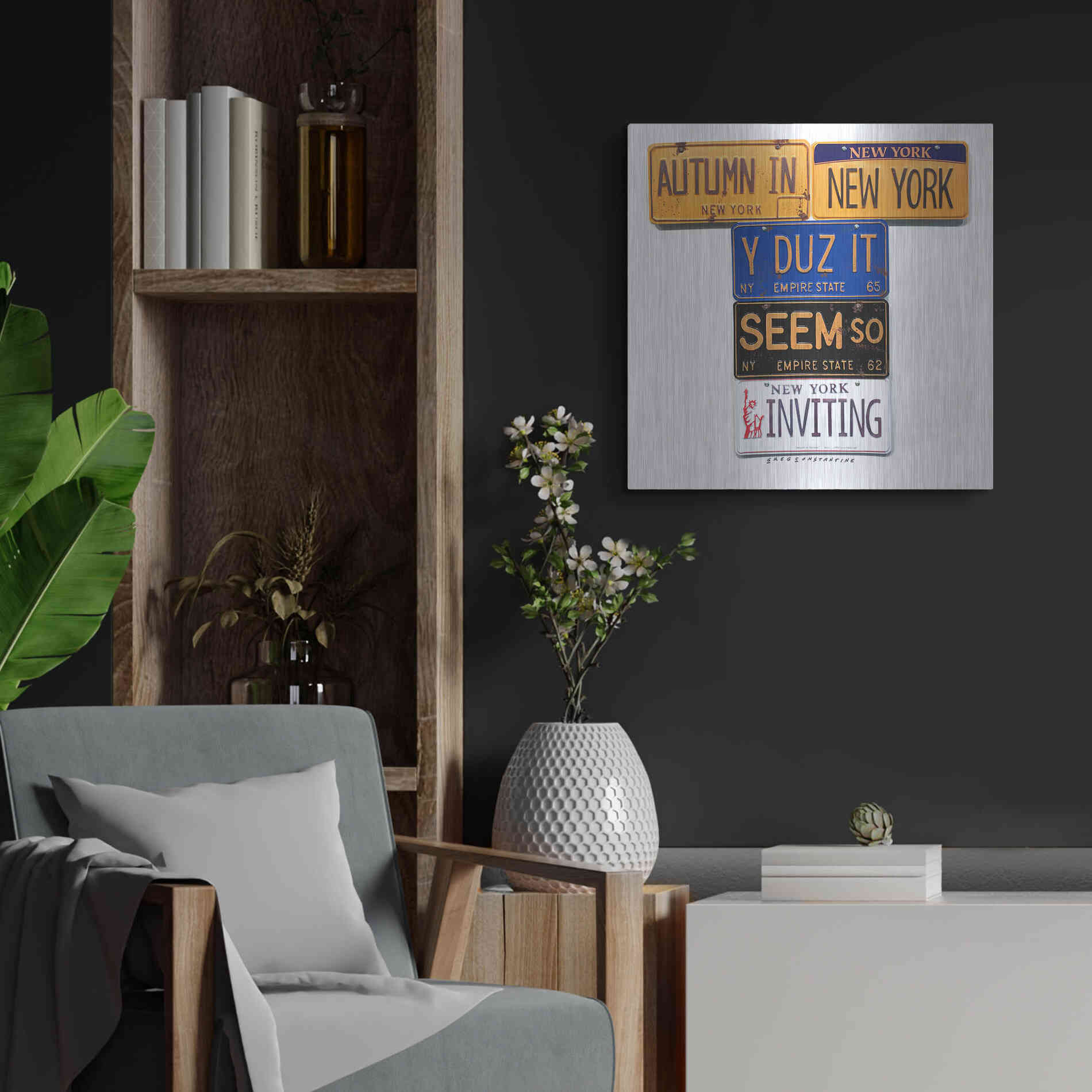 Luxe Metal Art 'Autumn In NY' by Gregory Constantine, Metal Wall Art,24x24