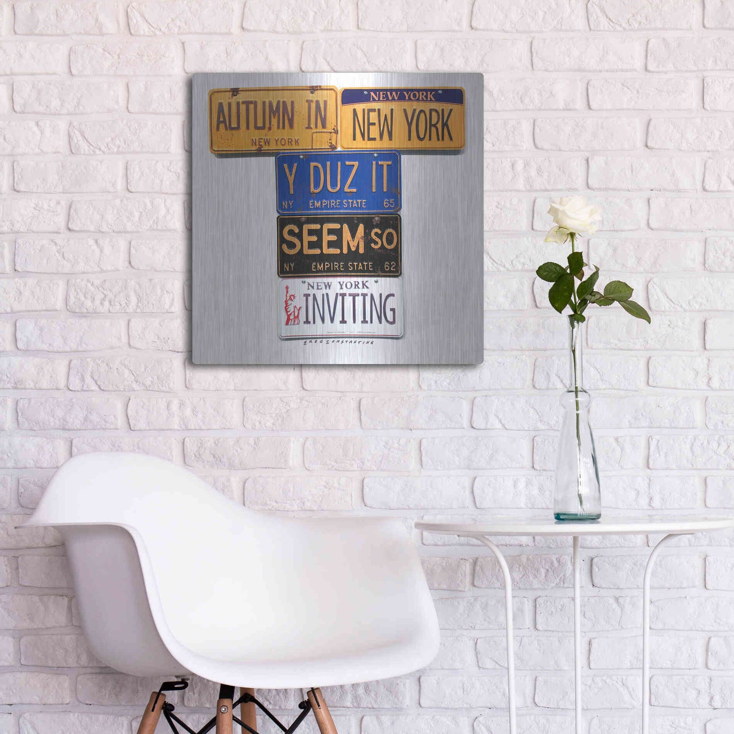 Luxe Metal Art 'Autumn In NY' by Gregory Constantine, Metal Wall Art,24x24