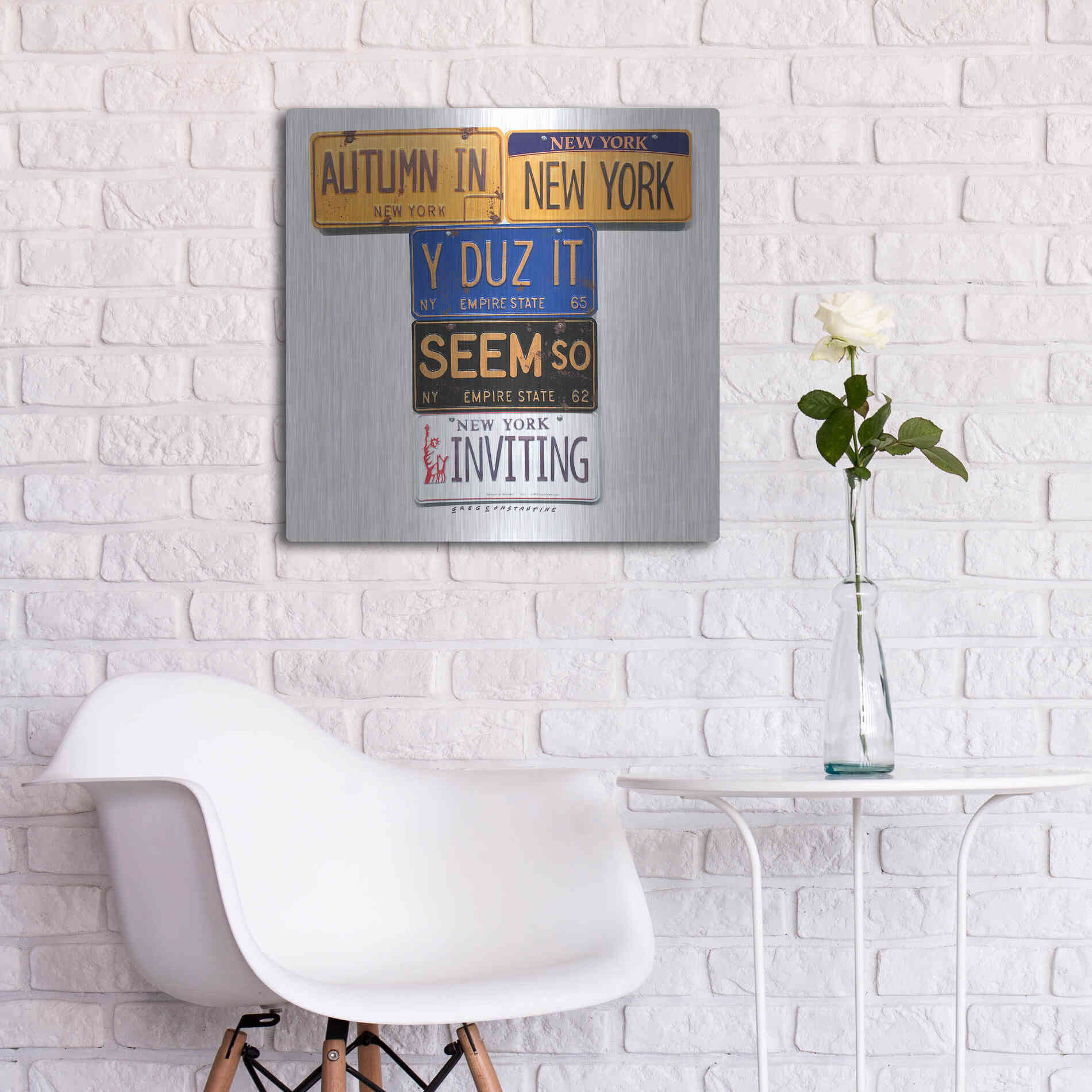 Luxe Metal Art 'Autumn In NY' by Gregory Constantine, Metal Wall Art,24x24