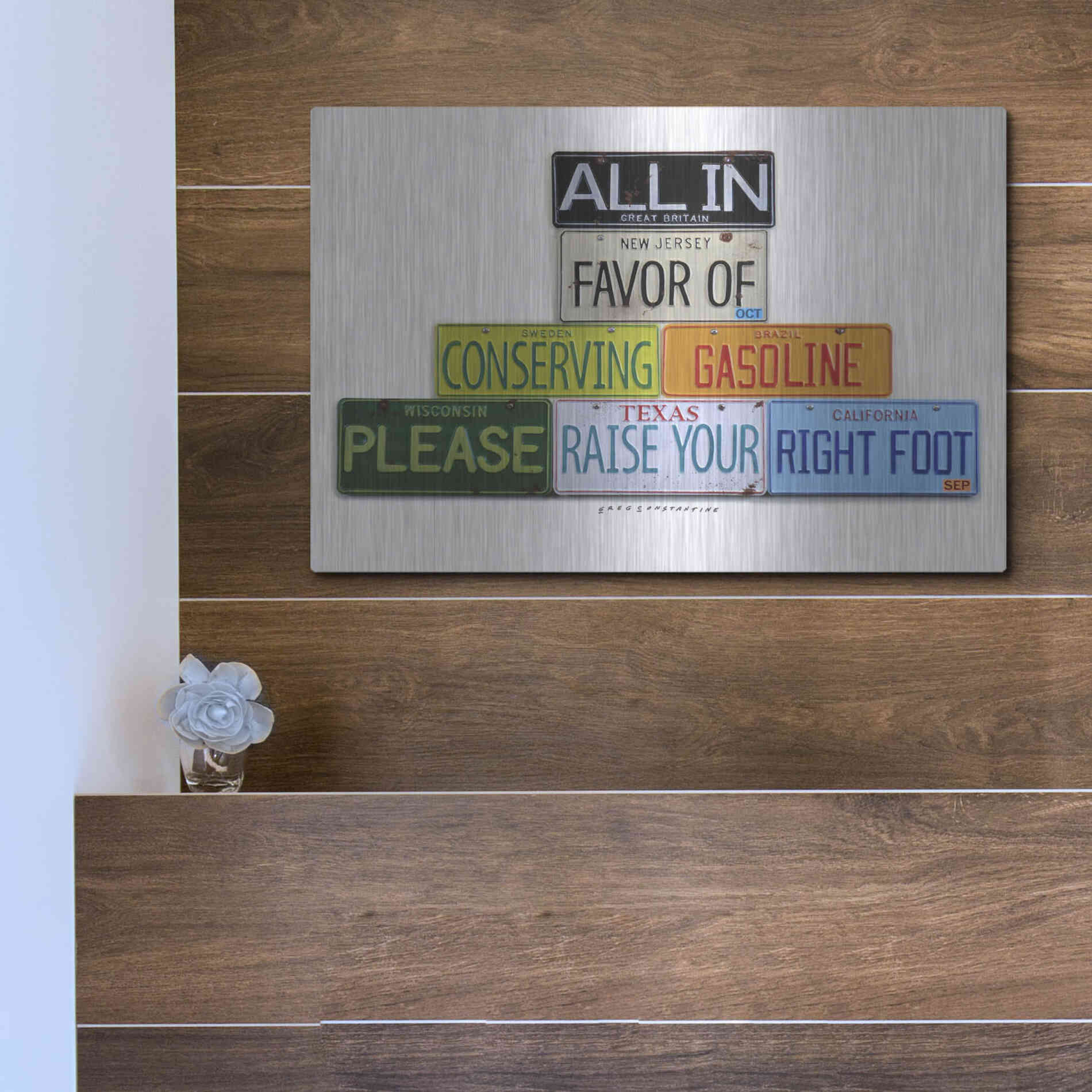 Luxe Metal Art 'Your Right Foot' by Gregory Constantine, Metal Wall Art,16x12