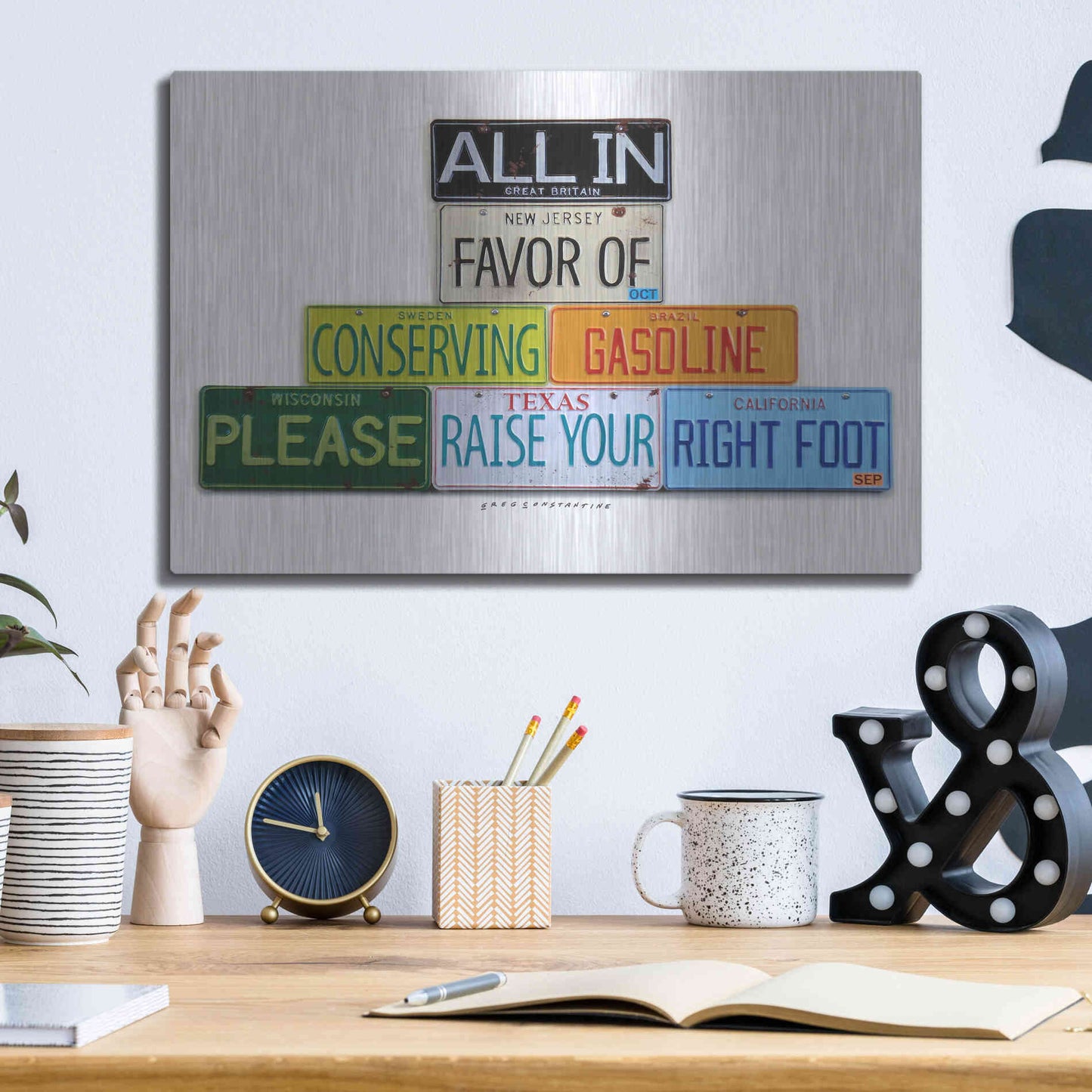 Luxe Metal Art 'Your Right Foot' by Gregory Constantine, Metal Wall Art,16x12