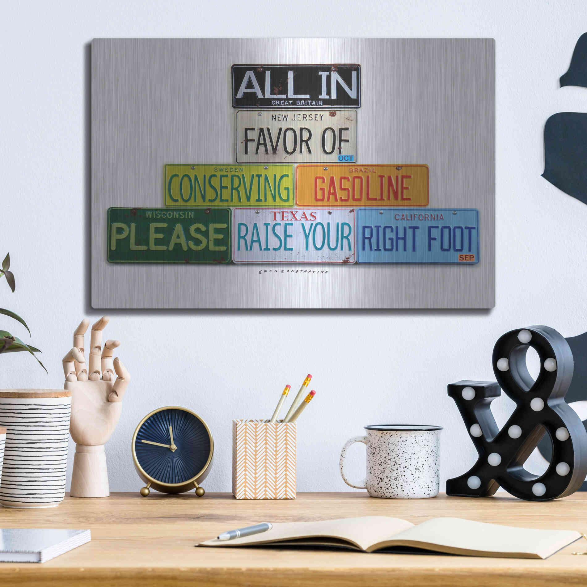 Luxe Metal Art 'Your Right Foot' by Gregory Constantine, Metal Wall Art,16x12