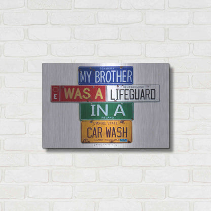 Luxe Metal Art 'Youngman Lifeguard In A Carwash' by Gregory Constantine, Metal Wall Art,24x16