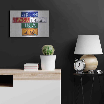 Luxe Metal Art 'Youngman Lifeguard In A Carwash' by Gregory Constantine, Metal Wall Art,24x16