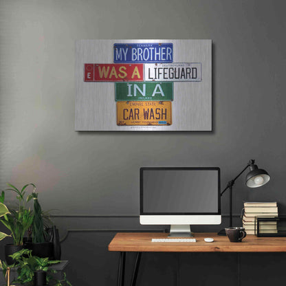 Luxe Metal Art 'Youngman Lifeguard In A Carwash' by Gregory Constantine, Metal Wall Art,36x24