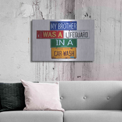 Luxe Metal Art 'Youngman Lifeguard In A Carwash' by Gregory Constantine, Metal Wall Art,36x24