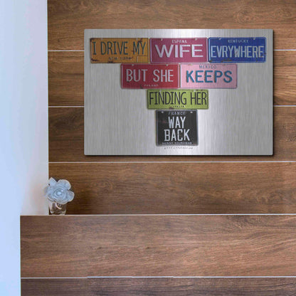 Luxe Metal Art 'Youngman I Drive My Wife' by Gregory Constantine, Metal Wall Art,16x12