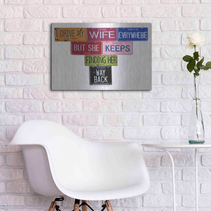 Luxe Metal Art 'Youngman I Drive My Wife' by Gregory Constantine, Metal Wall Art,24x16