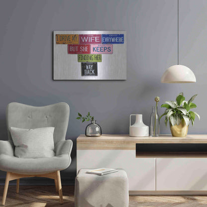 Luxe Metal Art 'Youngman I Drive My Wife' by Gregory Constantine, Metal Wall Art,24x16