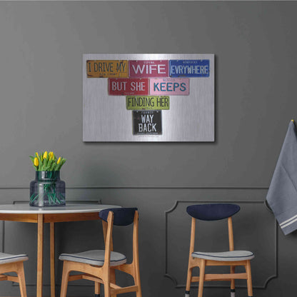 Luxe Metal Art 'Youngman I Drive My Wife' by Gregory Constantine, Metal Wall Art,36x24