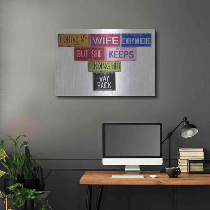 Luxe Metal Art 'Youngman I Drive My Wife' by Gregory Constantine, Metal Wall Art,36x24