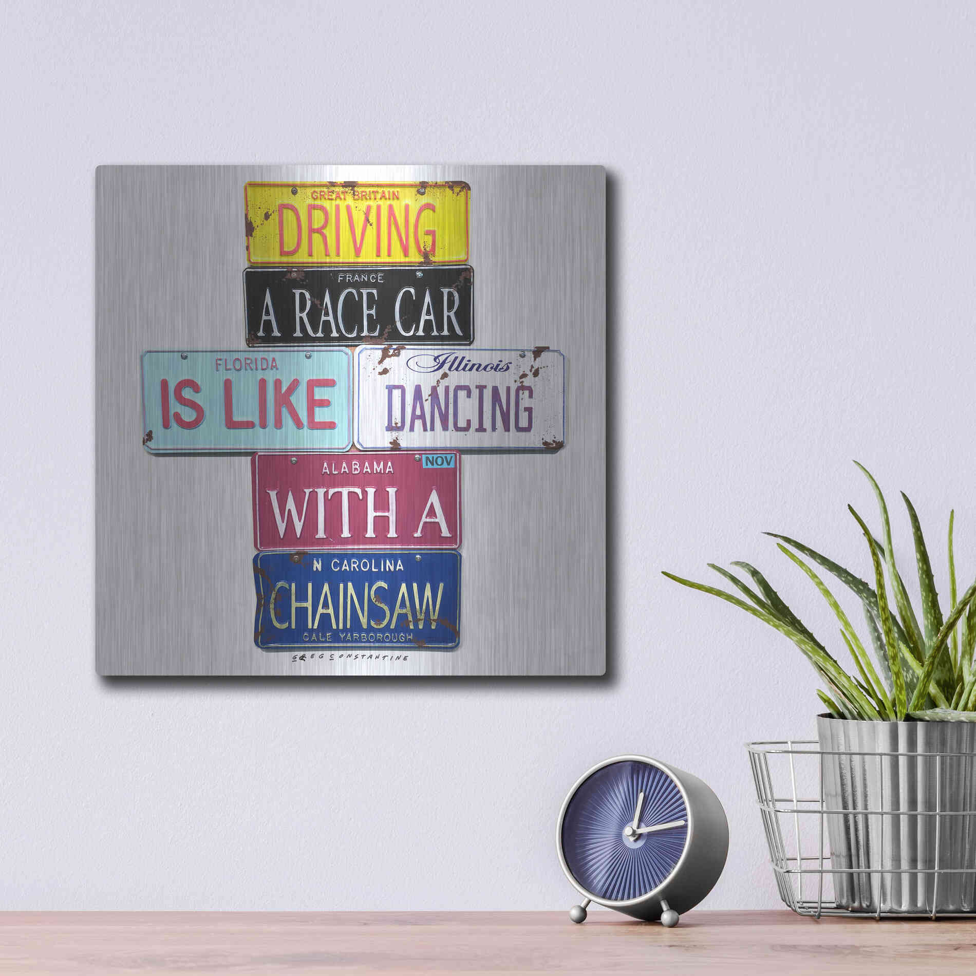 Luxe Metal Art 'Yarborough Dancing Chainsaw' by Gregory Constantine, Metal Wall Art,12x12