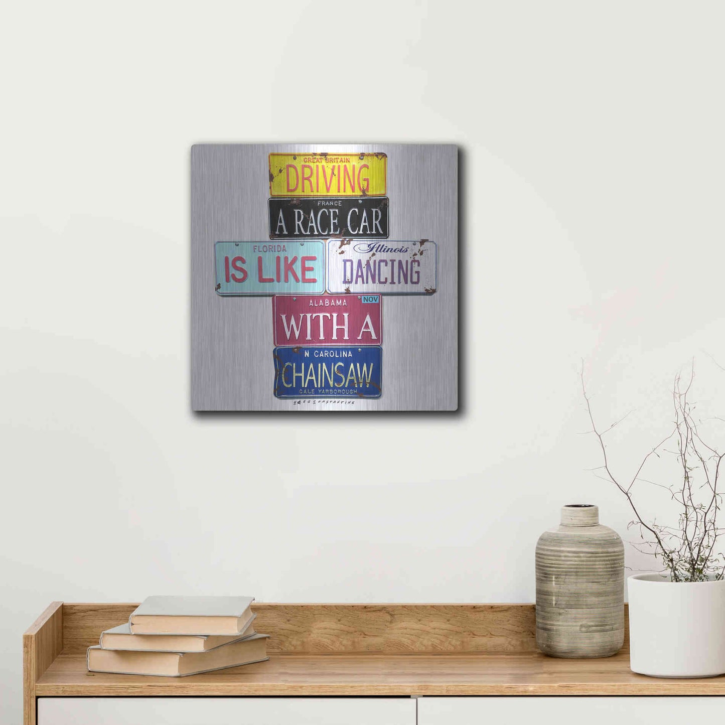 Luxe Metal Art 'Yarborough Dancing Chainsaw' by Gregory Constantine, Metal Wall Art,12x12