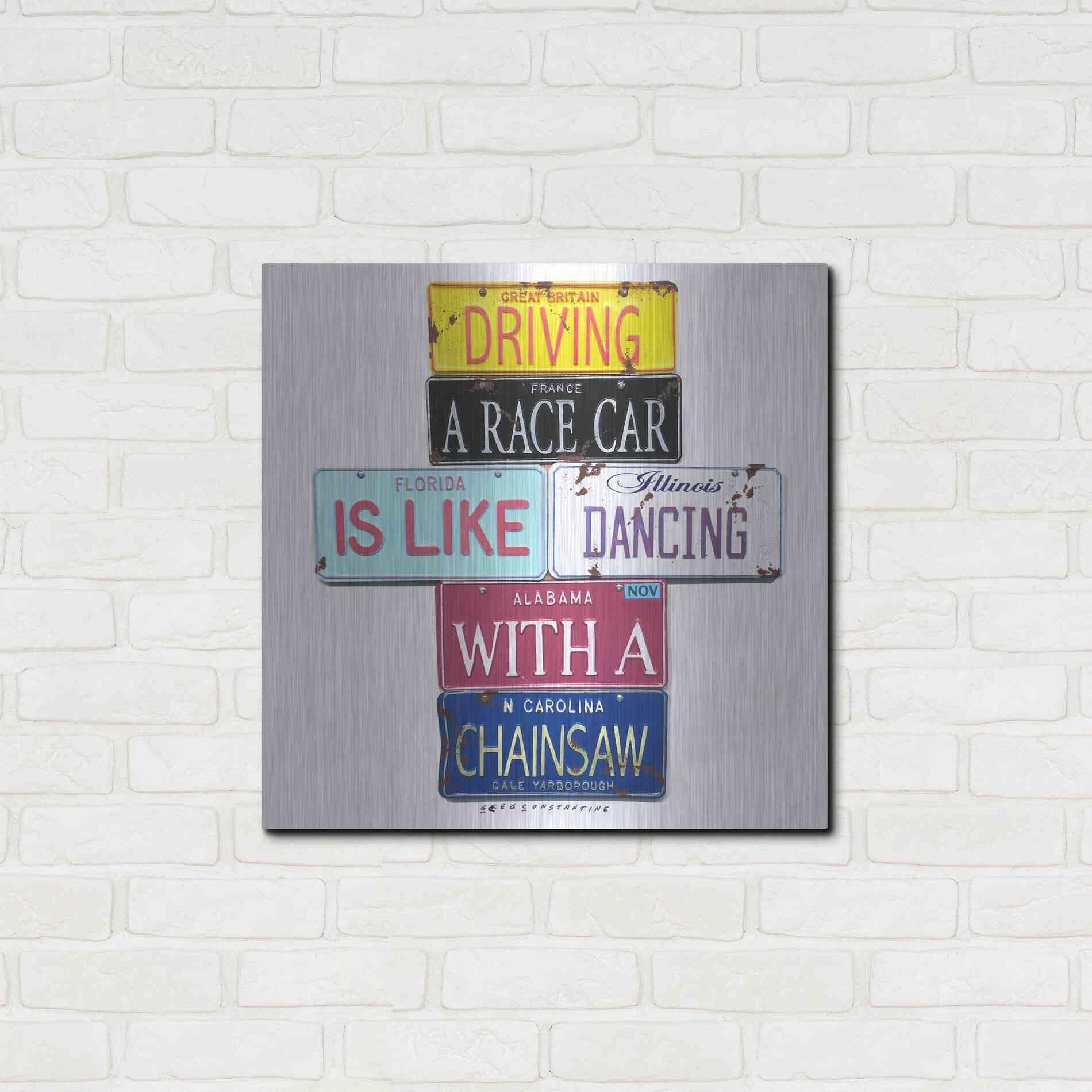 Luxe Metal Art 'Yarborough Dancing Chainsaw' by Gregory Constantine, Metal Wall Art,24x24