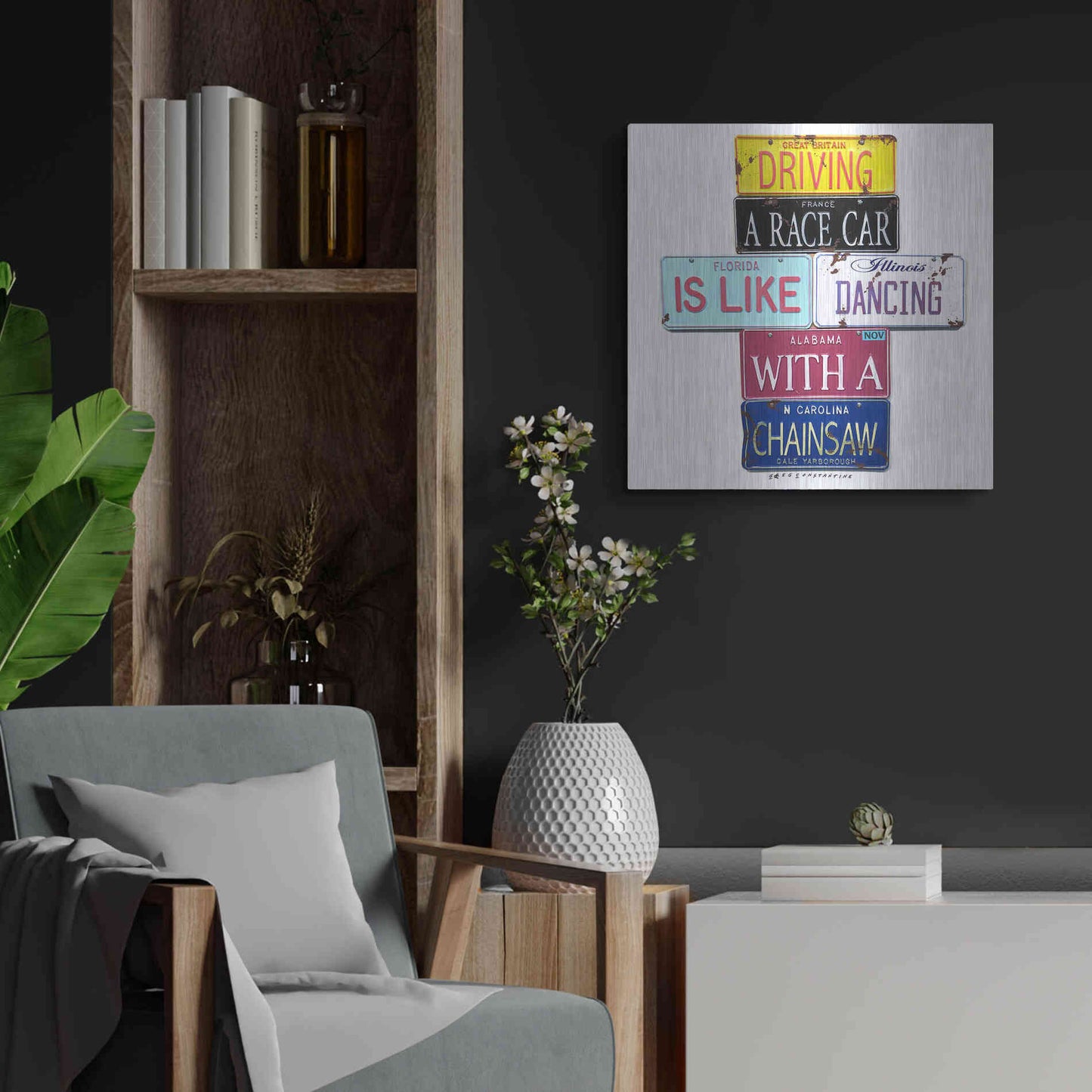 Luxe Metal Art 'Yarborough Dancing Chainsaw' by Gregory Constantine, Metal Wall Art,24x24