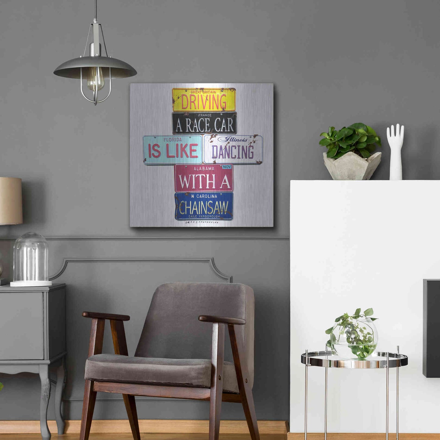 Luxe Metal Art 'Yarborough Dancing Chainsaw' by Gregory Constantine, Metal Wall Art,24x24