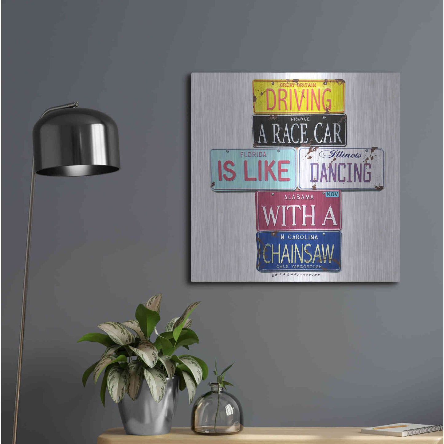 Luxe Metal Art 'Yarborough Dancing Chainsaw' by Gregory Constantine, Metal Wall Art,24x24