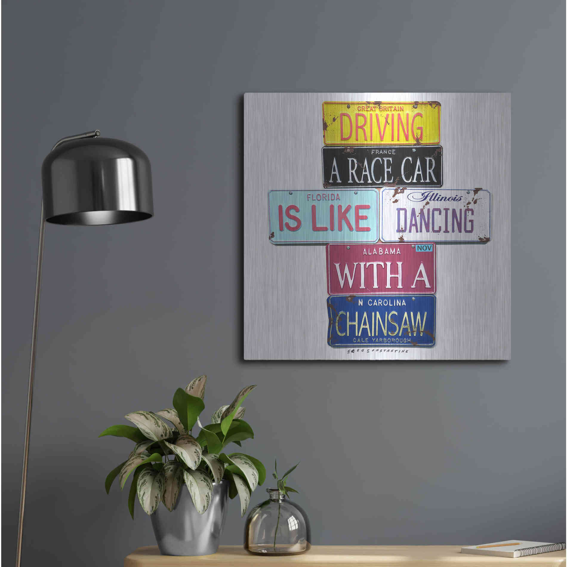 Luxe Metal Art 'Yarborough Dancing Chainsaw' by Gregory Constantine, Metal Wall Art,24x24