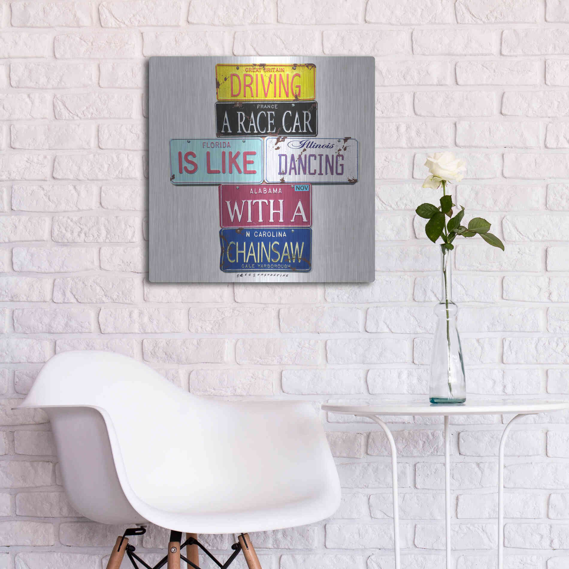 Luxe Metal Art 'Yarborough Dancing Chainsaw' by Gregory Constantine, Metal Wall Art,24x24