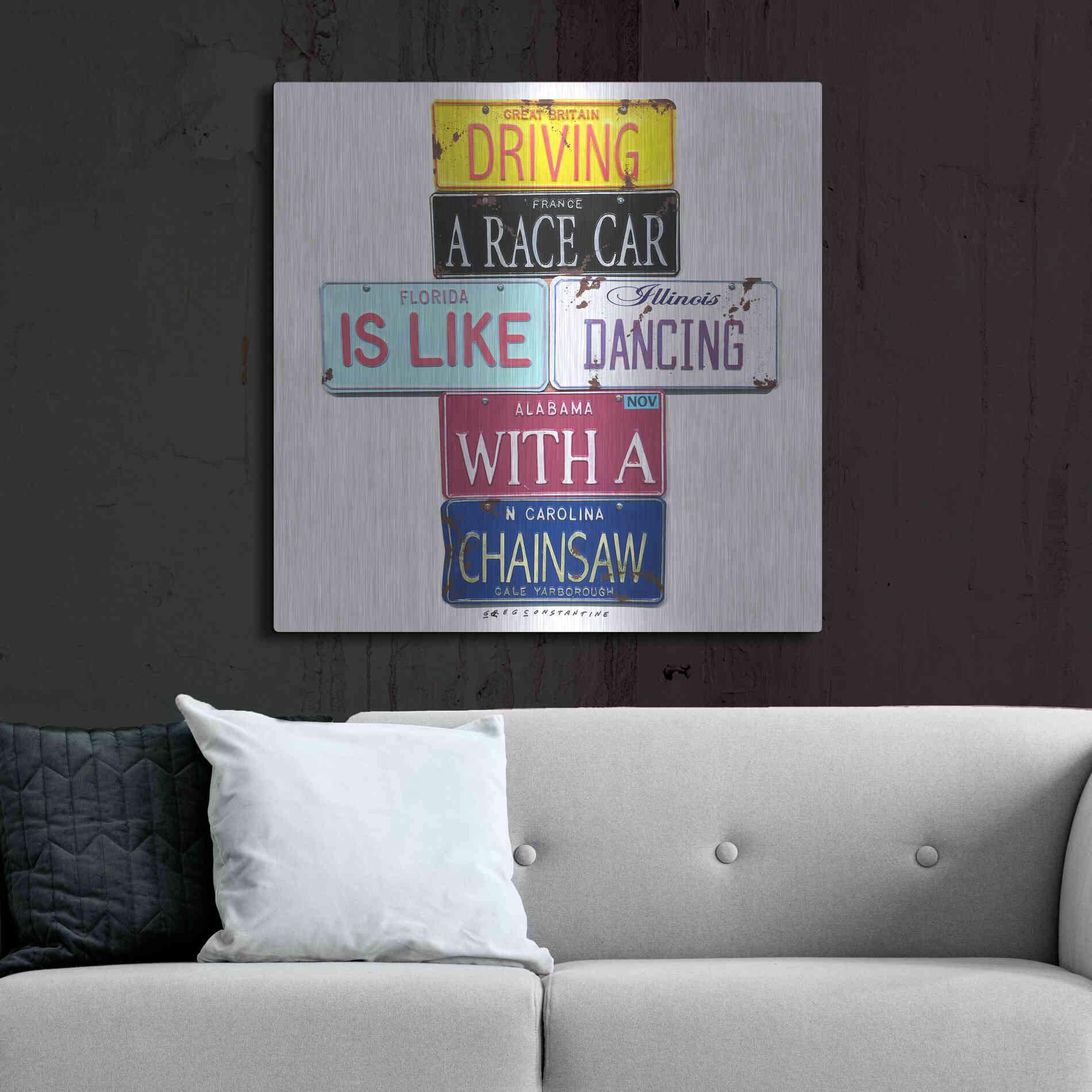 Luxe Metal Art 'Yarborough Dancing Chainsaw' by Gregory Constantine, Metal Wall Art,36x36