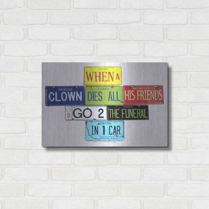 Luxe Metal Art 'Wright When A Clown Dies' by Gregory Constantine, Metal Wall Art,24x16
