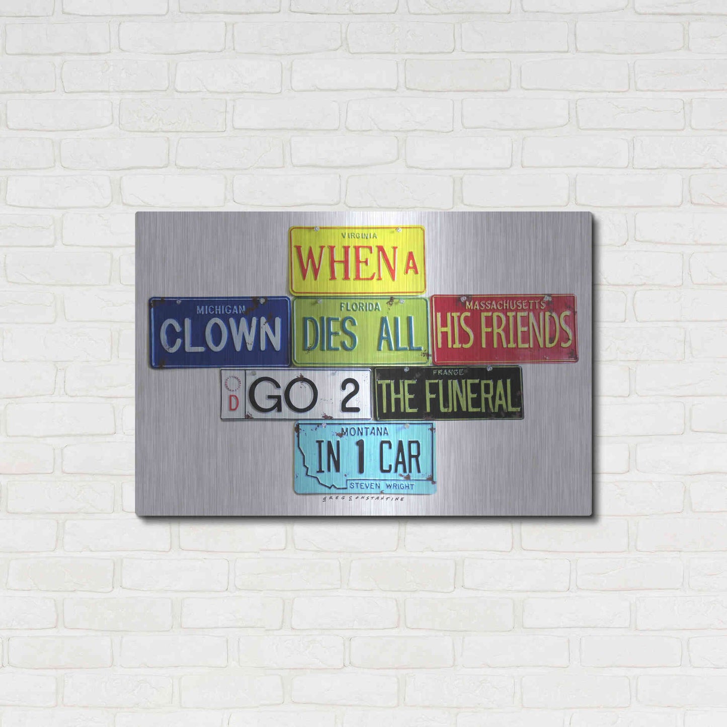 Luxe Metal Art 'Wright When A Clown Dies' by Gregory Constantine, Metal Wall Art,36x24