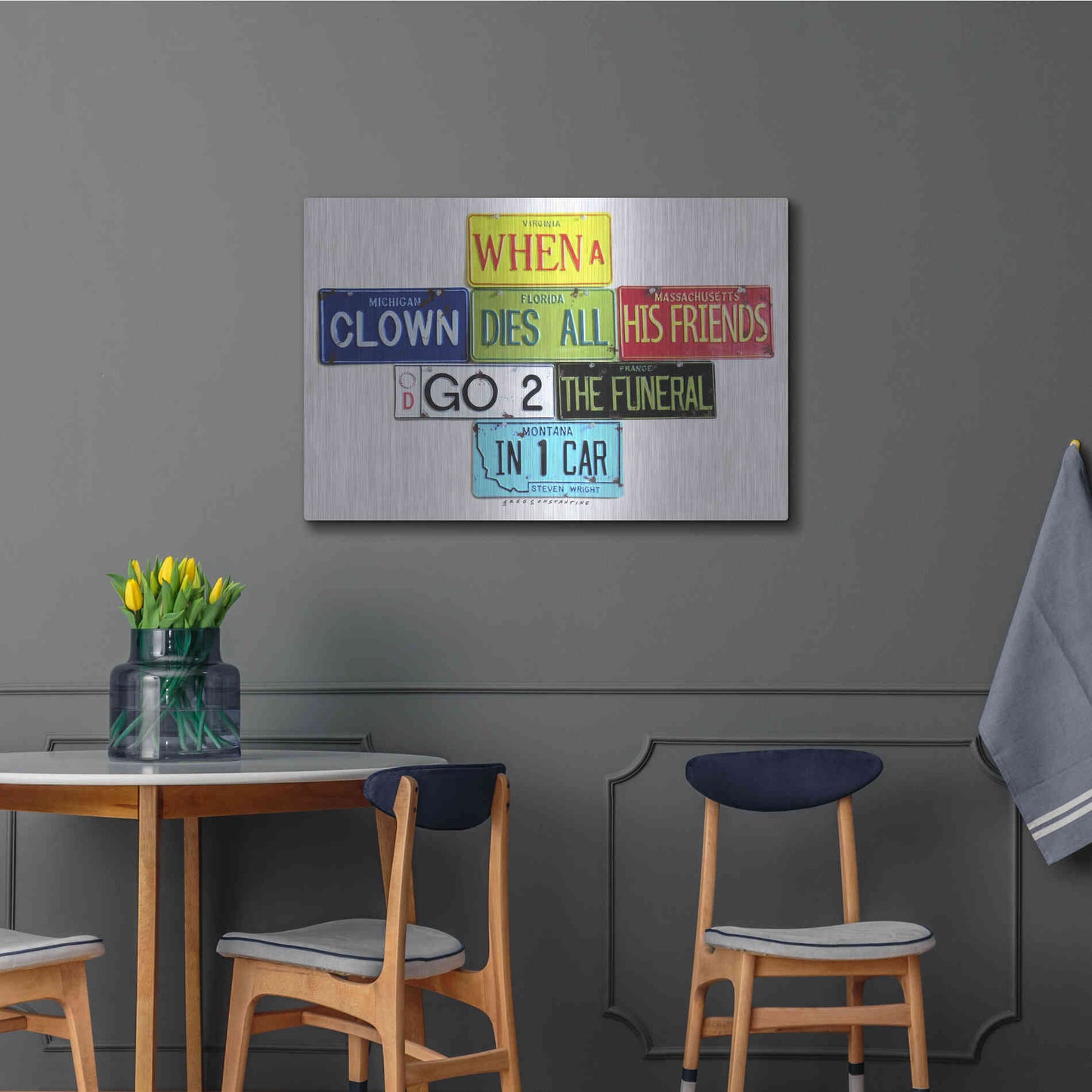 Luxe Metal Art 'Wright When A Clown Dies' by Gregory Constantine, Metal Wall Art,36x24