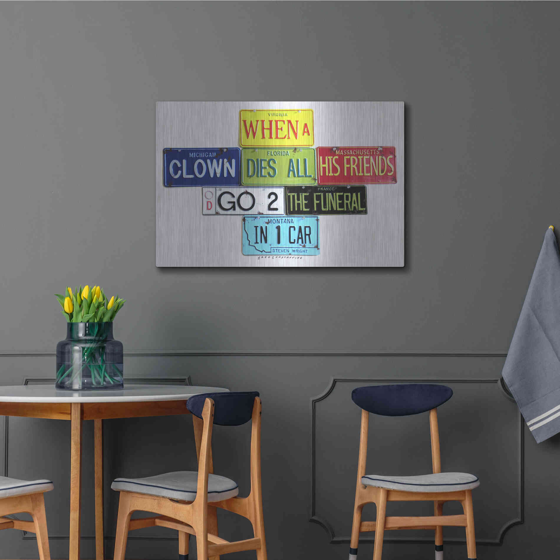 Luxe Metal Art 'Wright When A Clown Dies' by Gregory Constantine, Metal Wall Art,36x24