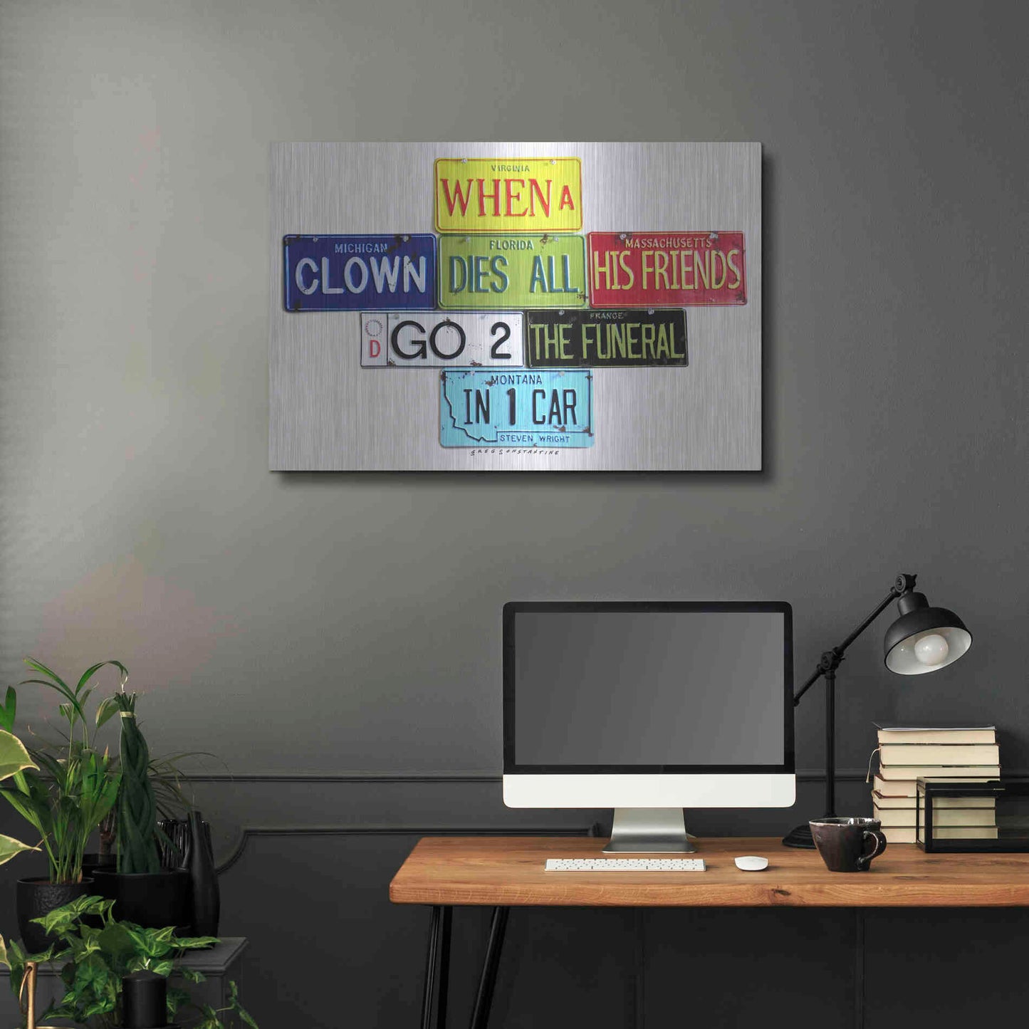 Luxe Metal Art 'Wright When A Clown Dies' by Gregory Constantine, Metal Wall Art,36x24