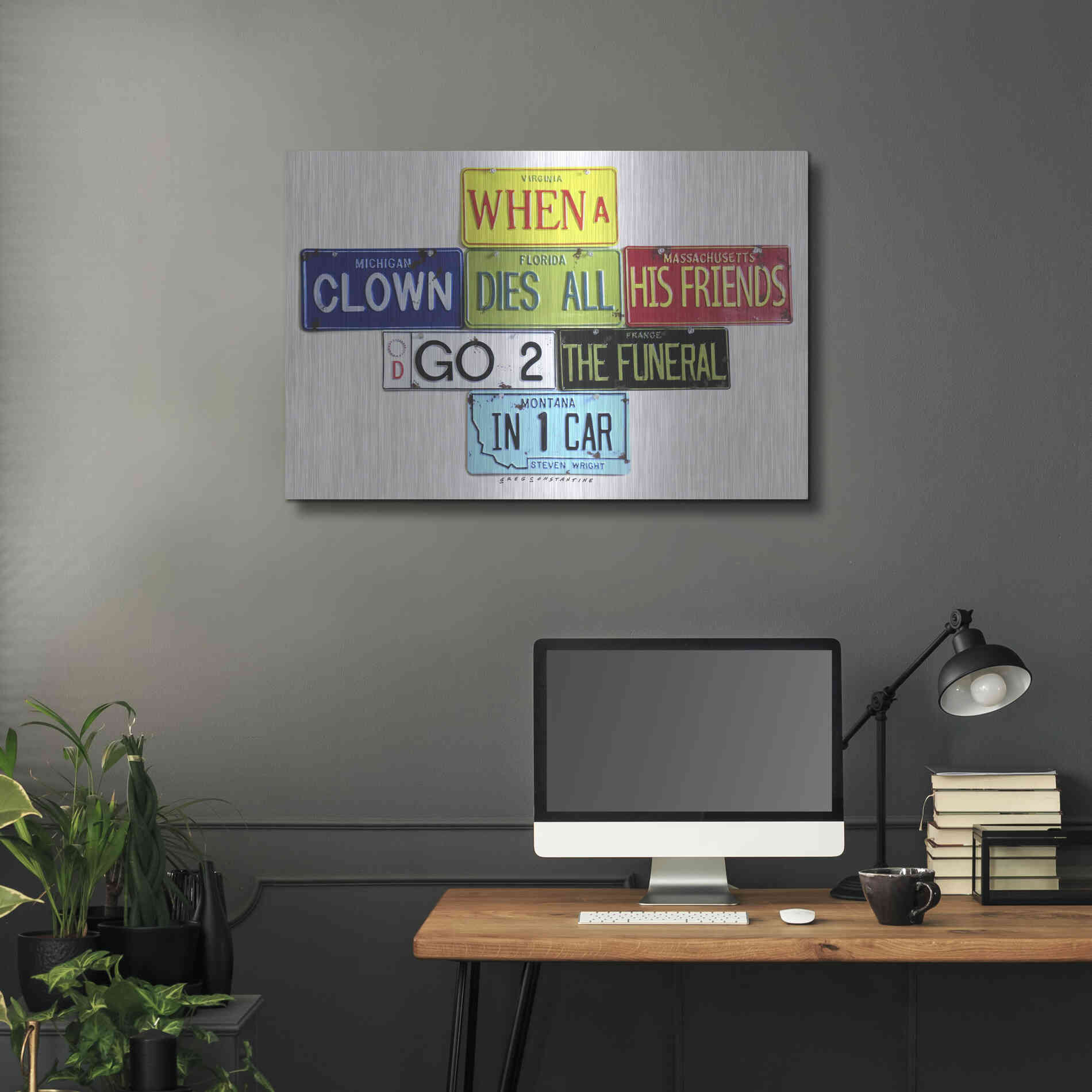 Luxe Metal Art 'Wright When A Clown Dies' by Gregory Constantine, Metal Wall Art,36x24