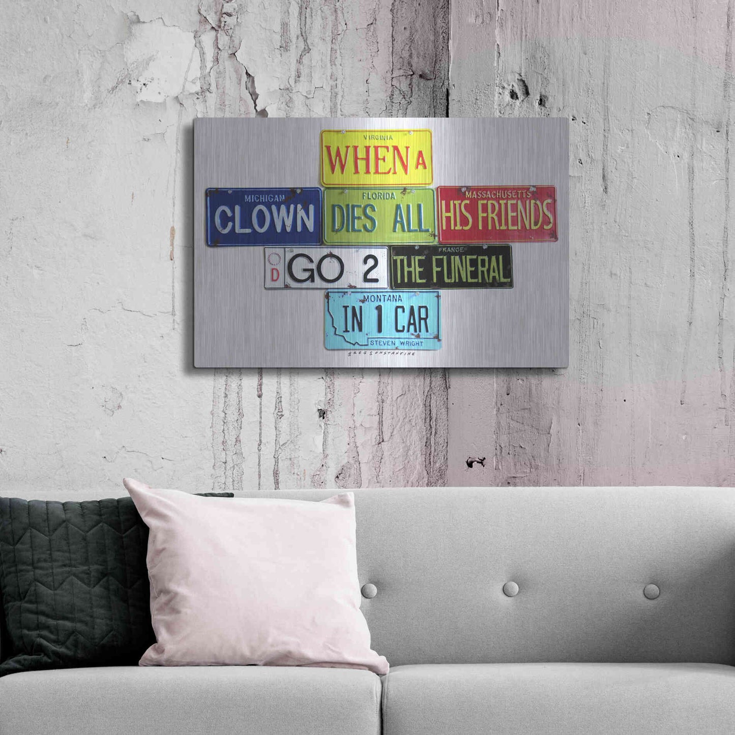 Luxe Metal Art 'Wright When A Clown Dies' by Gregory Constantine, Metal Wall Art,36x24