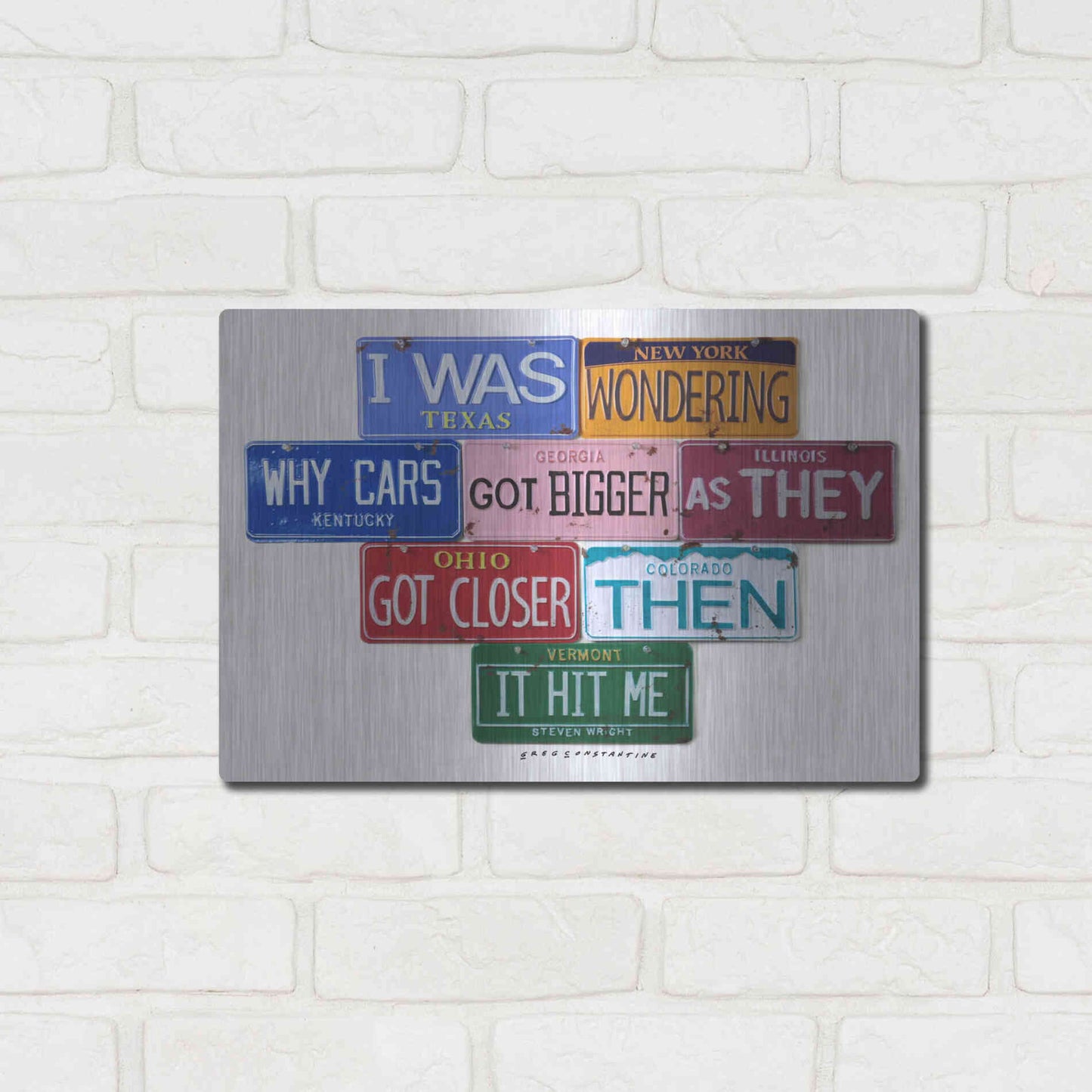 Luxe Metal Art 'Wright Cars Got Bigger' by Gregory Constantine, Metal Wall Art,16x12