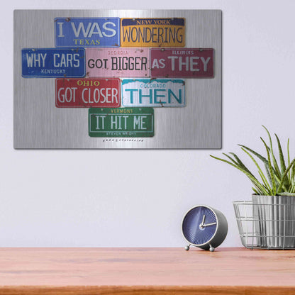 Luxe Metal Art 'Wright Cars Got Bigger' by Gregory Constantine, Metal Wall Art,16x12