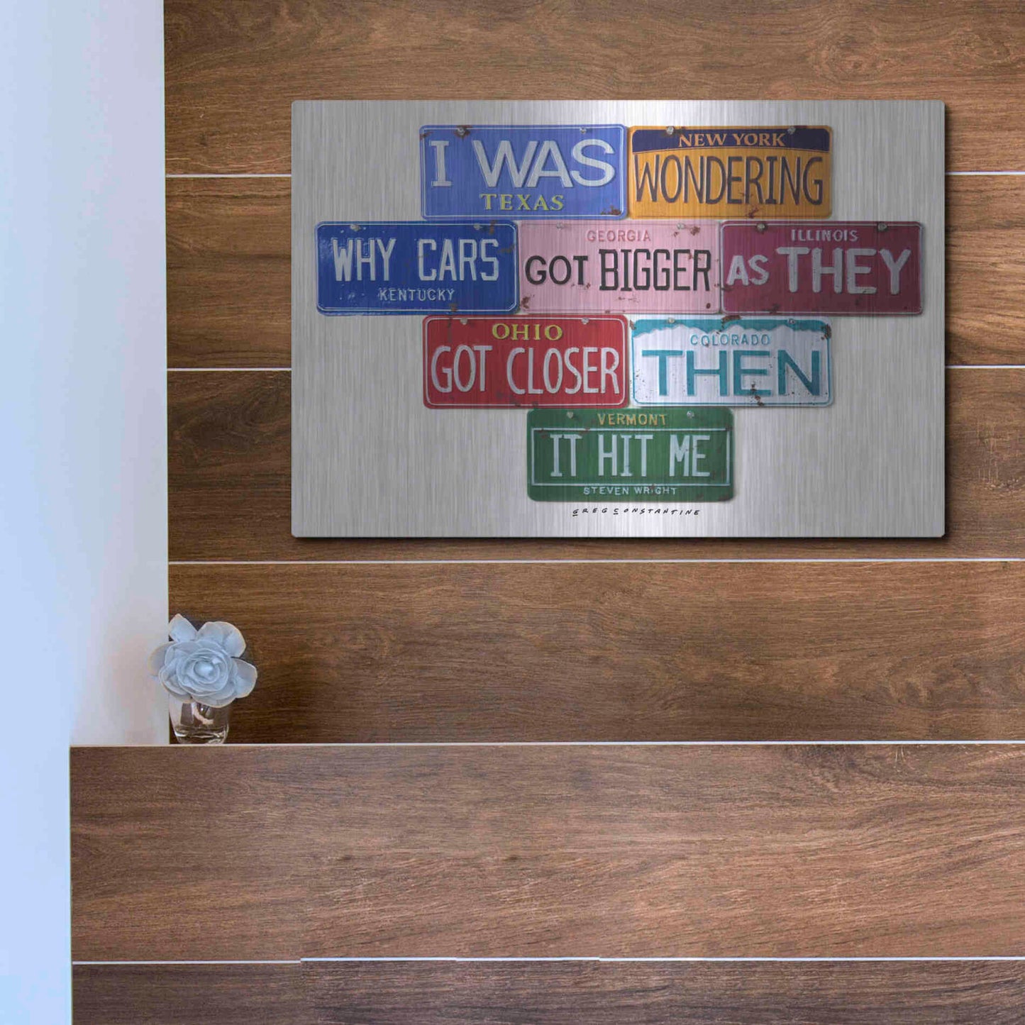 Luxe Metal Art 'Wright Cars Got Bigger' by Gregory Constantine, Metal Wall Art,16x12