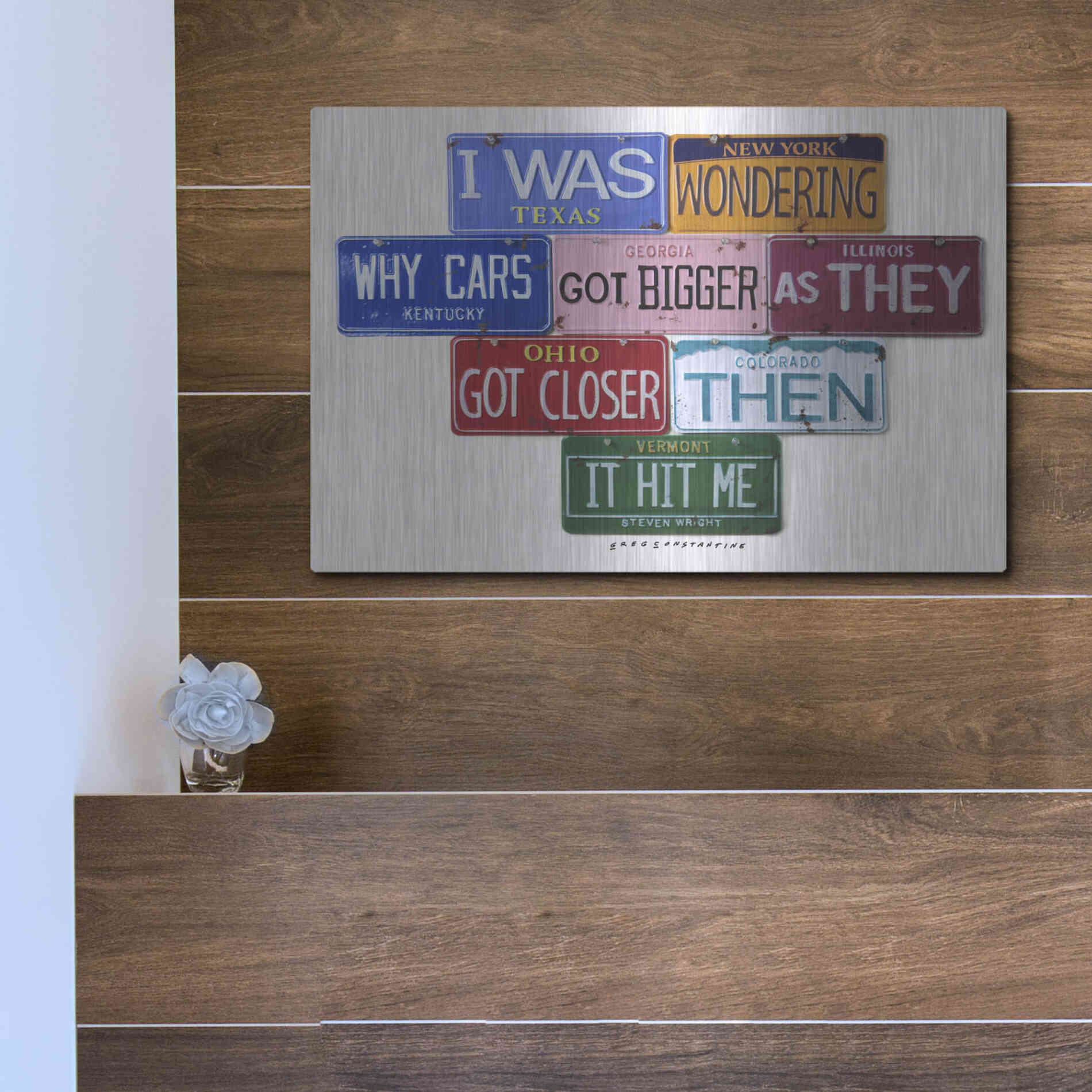 Luxe Metal Art 'Wright Cars Got Bigger' by Gregory Constantine, Metal Wall Art,16x12