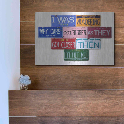 Luxe Metal Art 'Wright Cars Got Bigger' by Gregory Constantine, Metal Wall Art,16x12