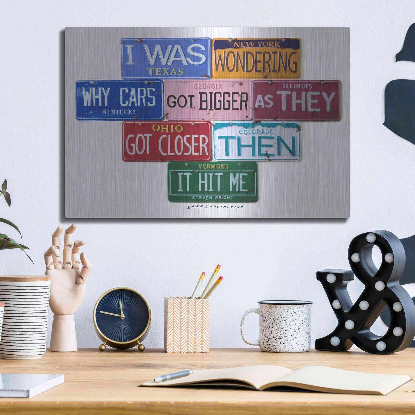 Luxe Metal Art 'Wright Cars Got Bigger' by Gregory Constantine, Metal Wall Art,16x12